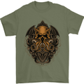 Cthulhu Octopus Kraken Devil Skull Demon Mens T-Shirt Cotton Gildan Military Green