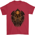 Cthulhu Octopus Kraken Devil Skull Demon Mens T-Shirt Cotton Gildan Red
