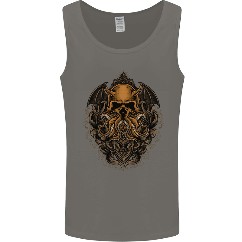 Cthulhu Octopus Kraken Devil Skull Demon Mens Vest Tank Top Charcoal