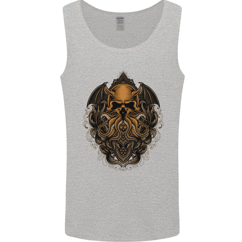 Cthulhu Octopus Kraken Devil Skull Demon Mens Vest Tank Top Sports Grey