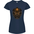 Cthulhu Octopus Kraken Devil Skull Demon Womens Petite Cut T-Shirt Navy Blue