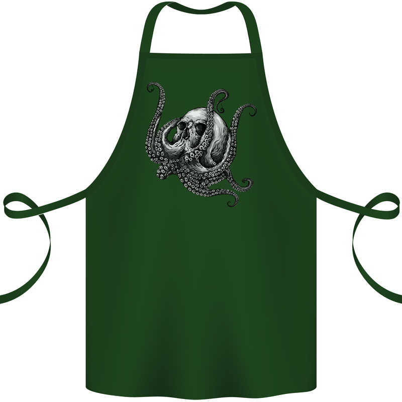 Cthulhu Skull Cotton Apron 100% Organic Forest Green