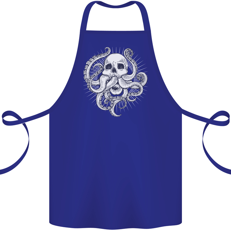 Cthulhu Skull Cotton Apron 100% Organic Royal Blue