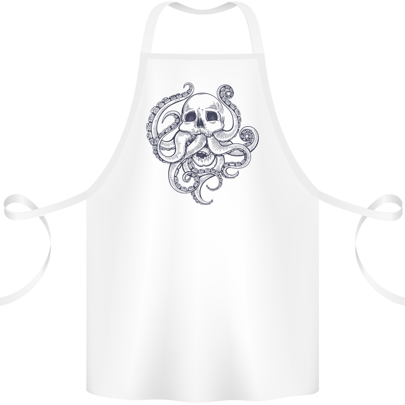 Cthulhu Skull Cotton Apron 100% Organic White