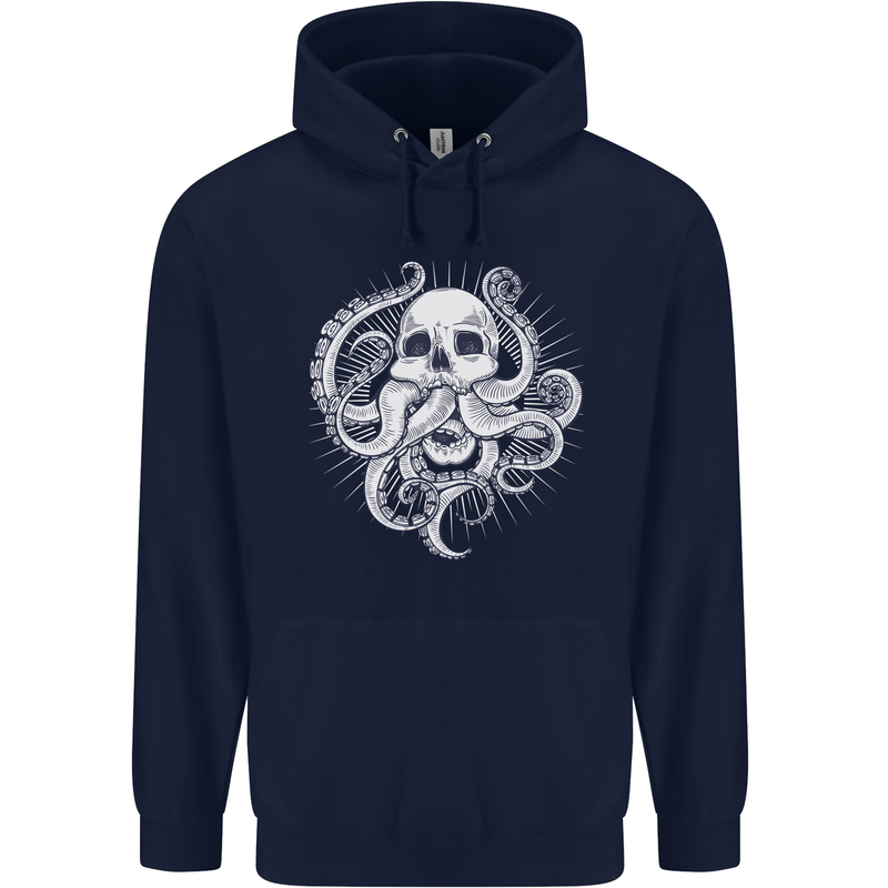 Cthulhu Skull Mens 80% Cotton Hoodie Navy Blue