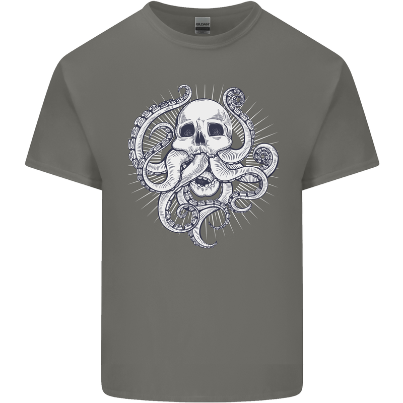 Cthulhu Skull Mens Cotton T-Shirt Tee Top Charcoal