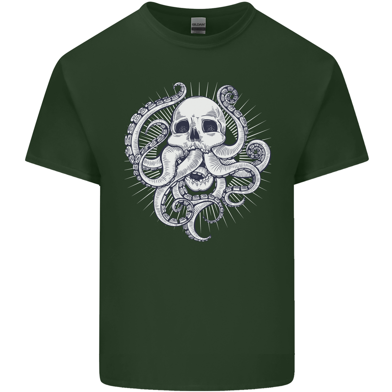 Cthulhu Skull Mens Cotton T-Shirt Tee Top Forest Green