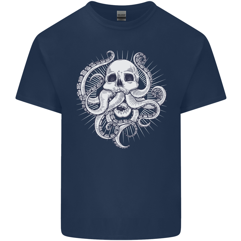 Cthulhu Skull Mens Cotton T-Shirt Tee Top Navy Blue