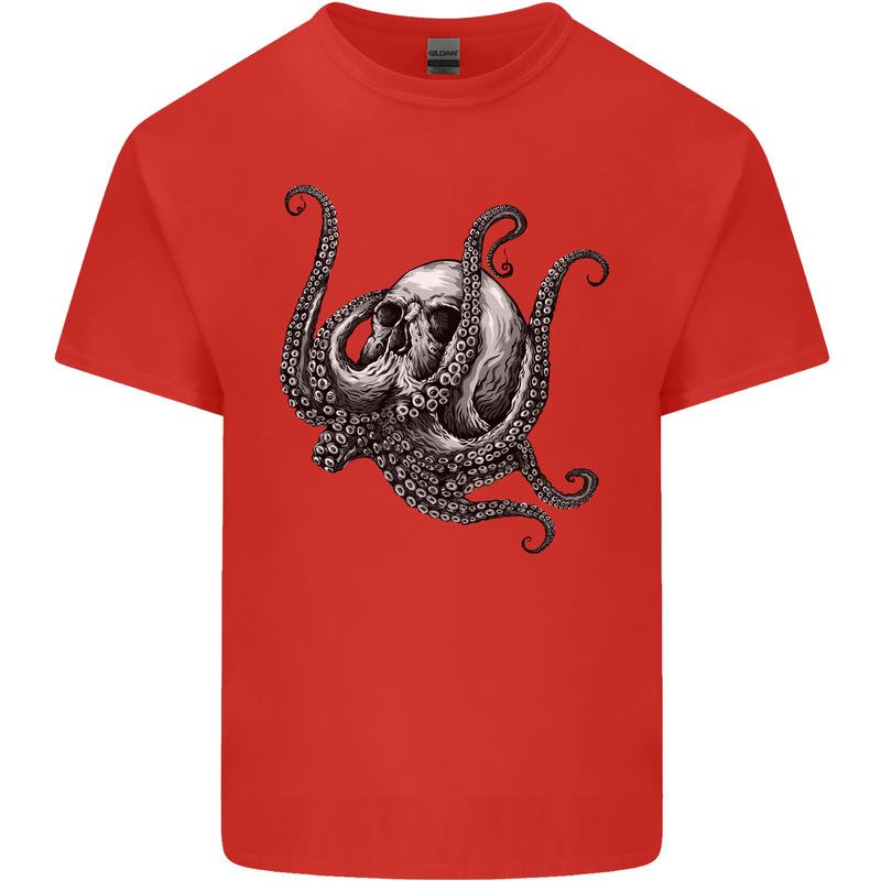 Cthulhu Skull Mens Cotton T-Shirt Tee Top Red