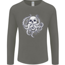Cthulhu Skull Mens Long Sleeve T-Shirt Charcoal