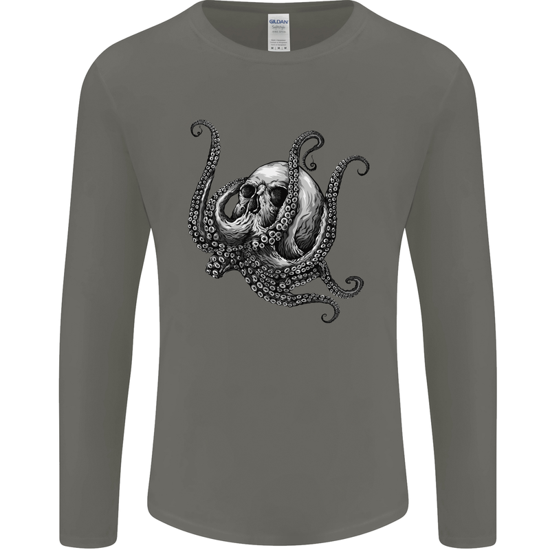 Cthulhu Skull Mens Long Sleeve T-Shirt Charcoal