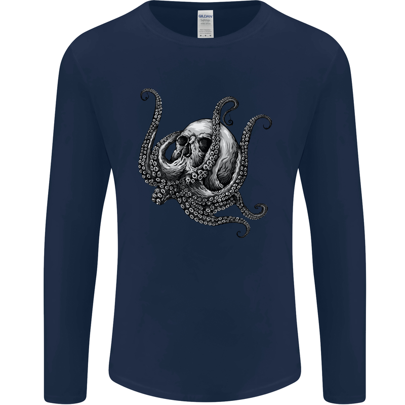 Cthulhu Skull Mens Long Sleeve T-Shirt Navy Blue