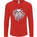 Cthulhu Skull Mens Long Sleeve T-Shirt Red