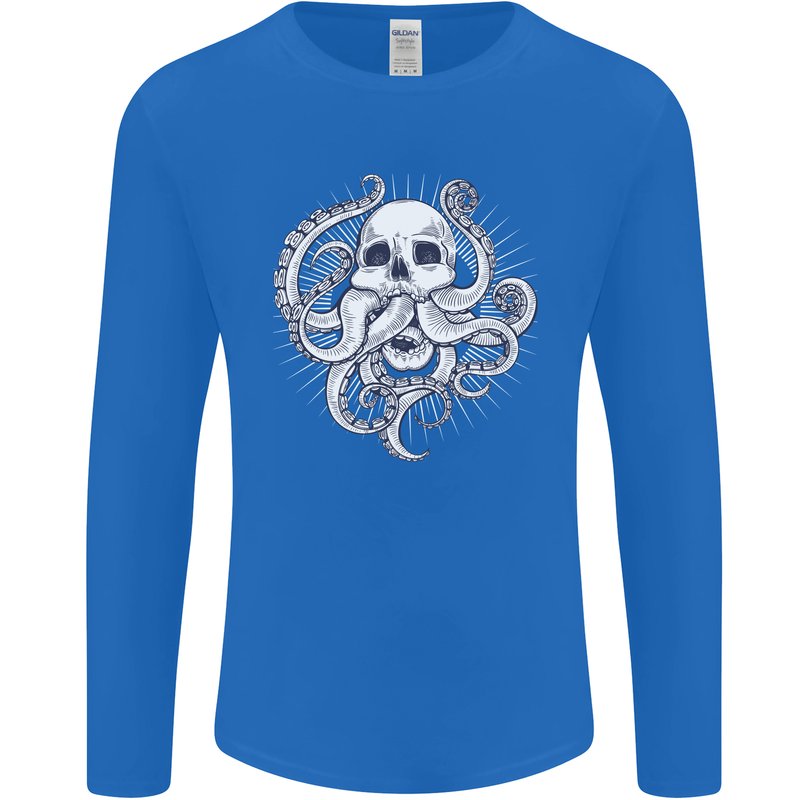 Cthulhu Skull Mens Long Sleeve T-Shirt Royal Blue