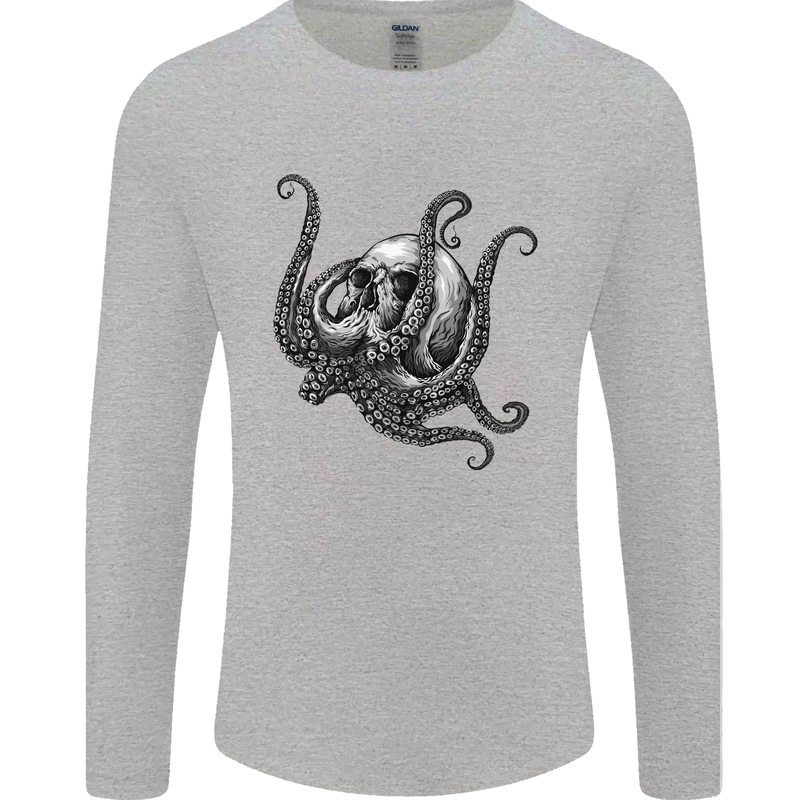 Cthulhu Skull Mens Long Sleeve T-Shirt Sports Grey