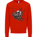 Cthulhu Skull Mens Sweatshirt Jumper Bright Red