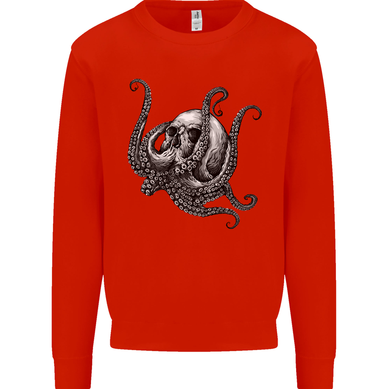 Cthulhu Skull Mens Sweatshirt Jumper Bright Red