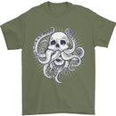 Cthulhu Skull Mens T-Shirt Cotton Gildan Military Green