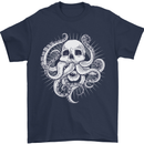Cthulhu Skull Mens T-Shirt Cotton Gildan Navy Blue