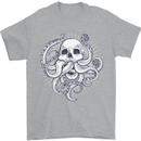 Cthulhu Skull Mens T-Shirt Cotton Gildan Sports Grey