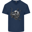 Cthulhu Skull Mens V-Neck Cotton T-Shirt Navy Blue