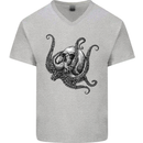 Cthulhu Skull Mens V-Neck Cotton T-Shirt Sports Grey