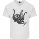 Cthulhu Skull Mens V-Neck Cotton T-Shirt White