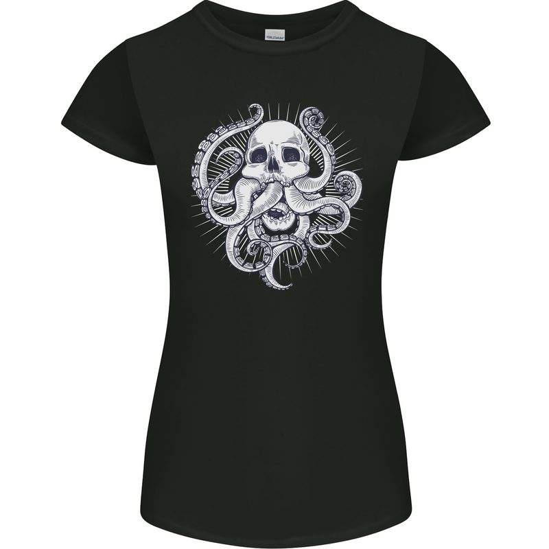 Cthulhu Skull Womens Petite Cut T-Shirt Black