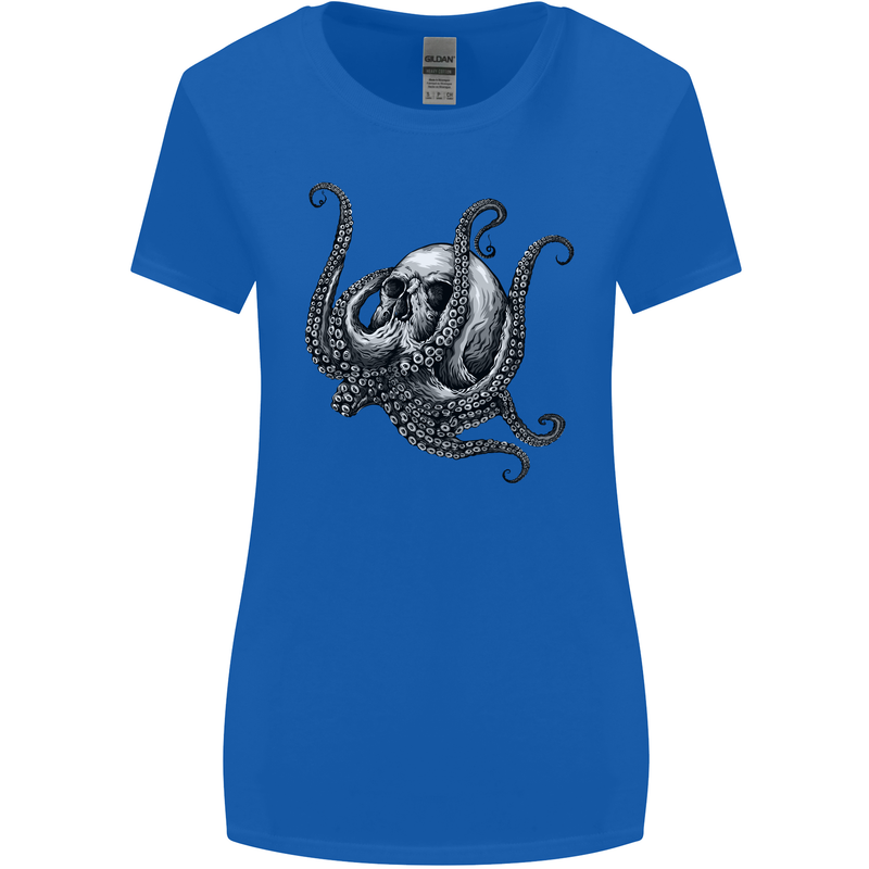 Cthulhu Skull Womens Wider Cut T-Shirt Royal Blue