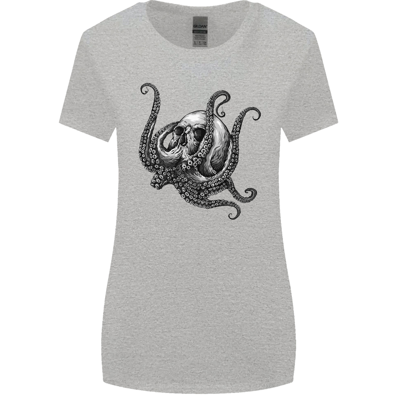 Cthulhu Skull Womens Wider Cut T-Shirt Sports Grey