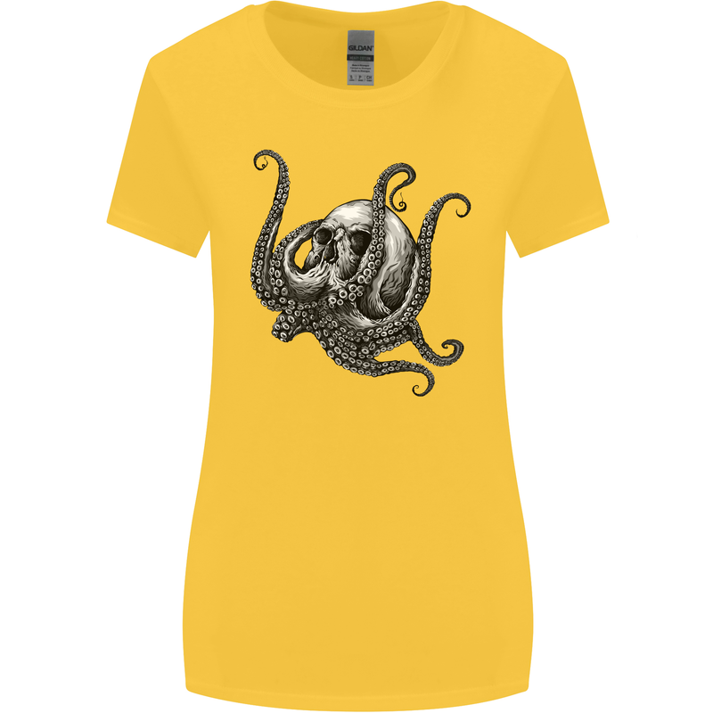 Cthulhu Skull Womens Wider Cut T-Shirt Yellow