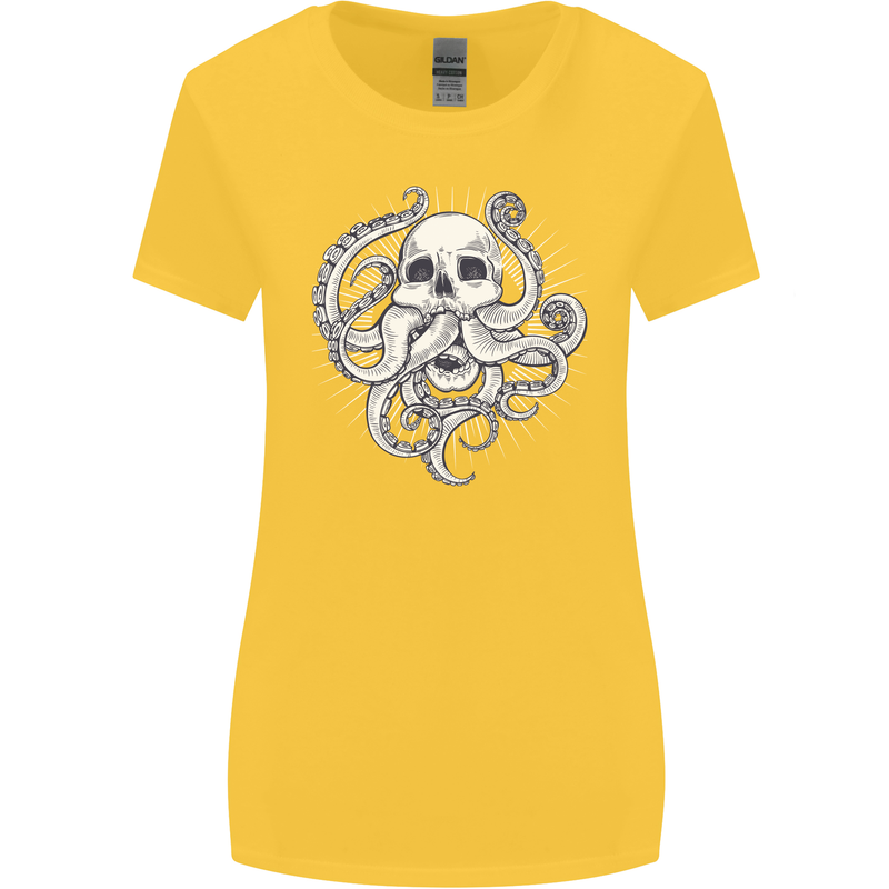 Cthulhu Skull Womens Wider Cut T-Shirt Yellow