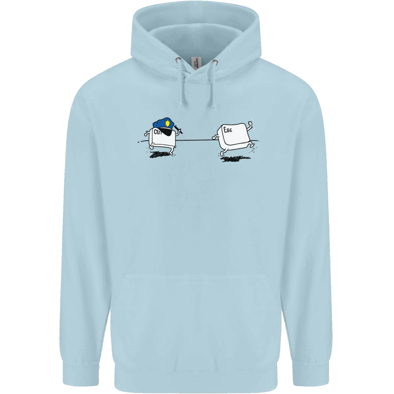 Ctrl Esc Funny Keyboard Police Gaming Gamer Childrens Kids Hoodie Light Blue