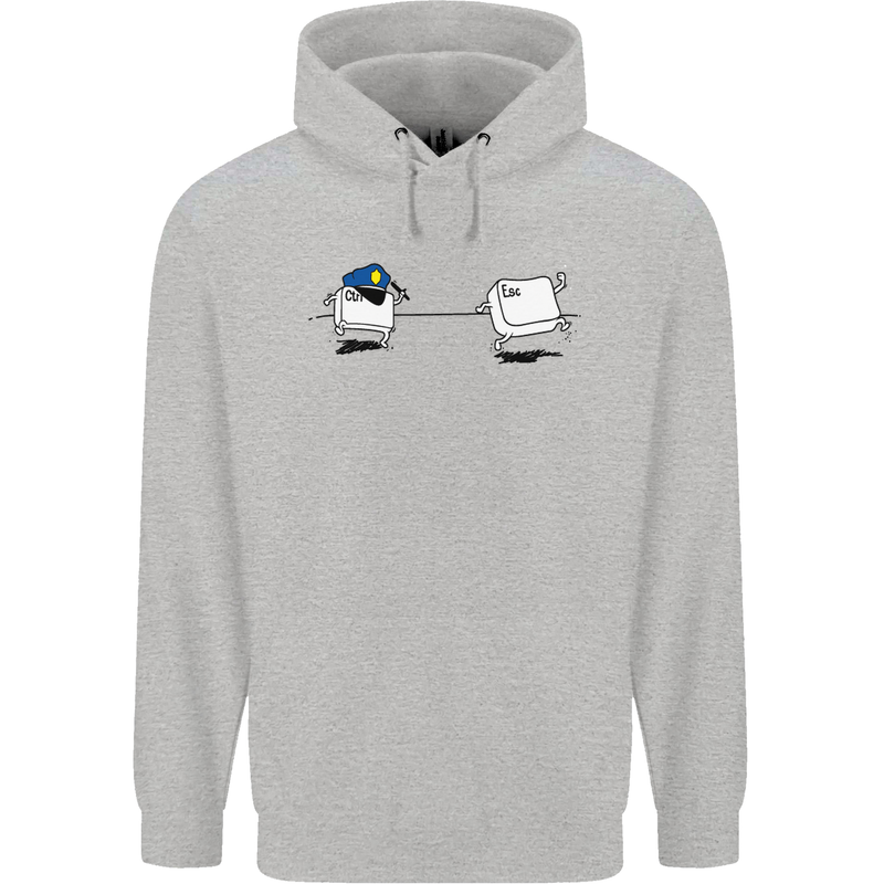 Ctrl Esc Funny Keyboard Police Gaming Gamer Childrens Kids Hoodie Sports Grey