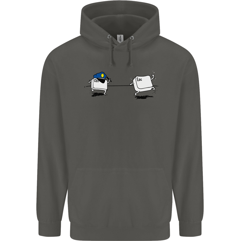 Ctrl Esc Funny Keyboard Police Gaming Gamer Childrens Kids Hoodie Storm Grey