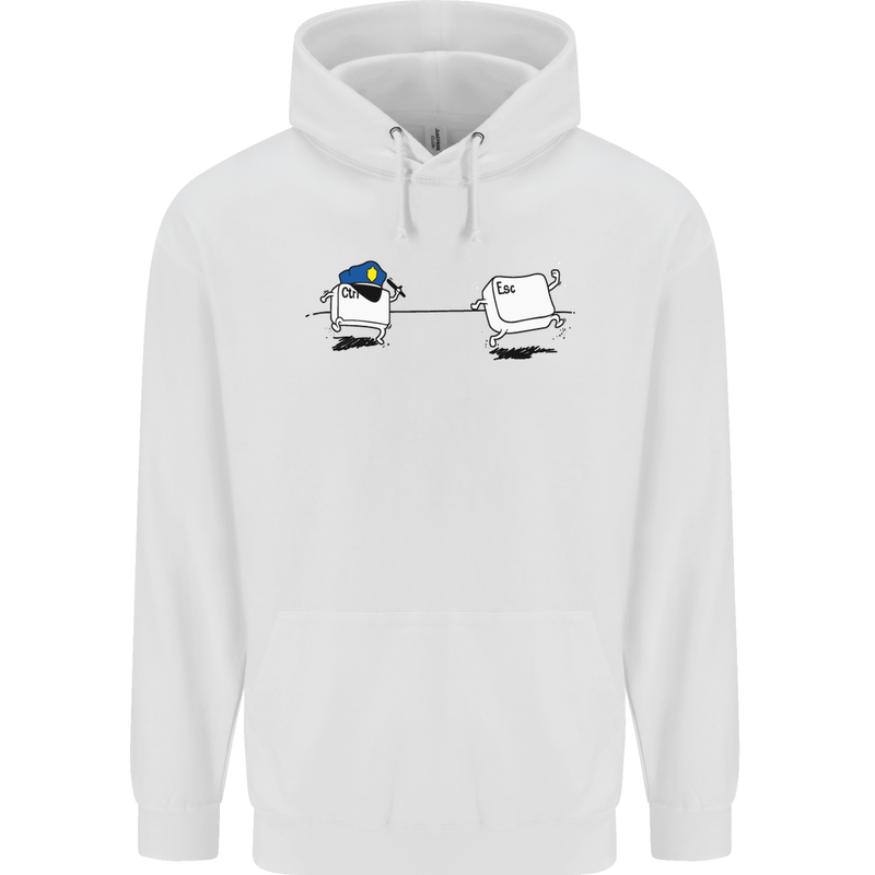 Ctrl Esc Funny Keyboard Police Gaming Gamer Childrens Kids Hoodie White