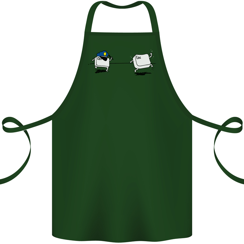 Ctrl Esc Funny Keyboard Police Gaming Gamer Cotton Apron 100% Organic Forest Green