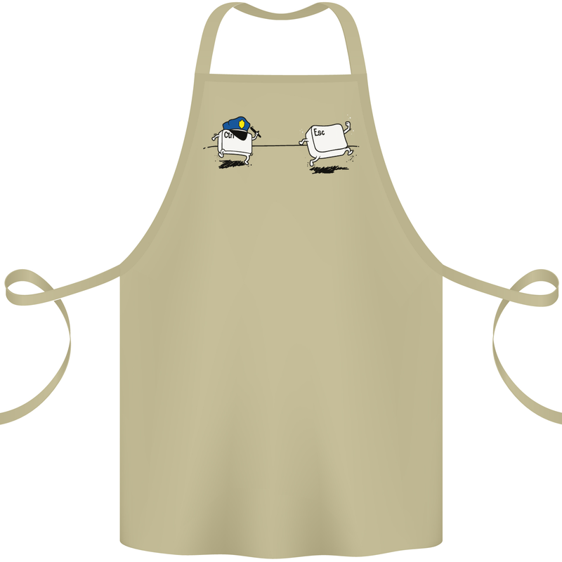 Ctrl Esc Funny Keyboard Police Gaming Gamer Cotton Apron 100% Organic Khaki