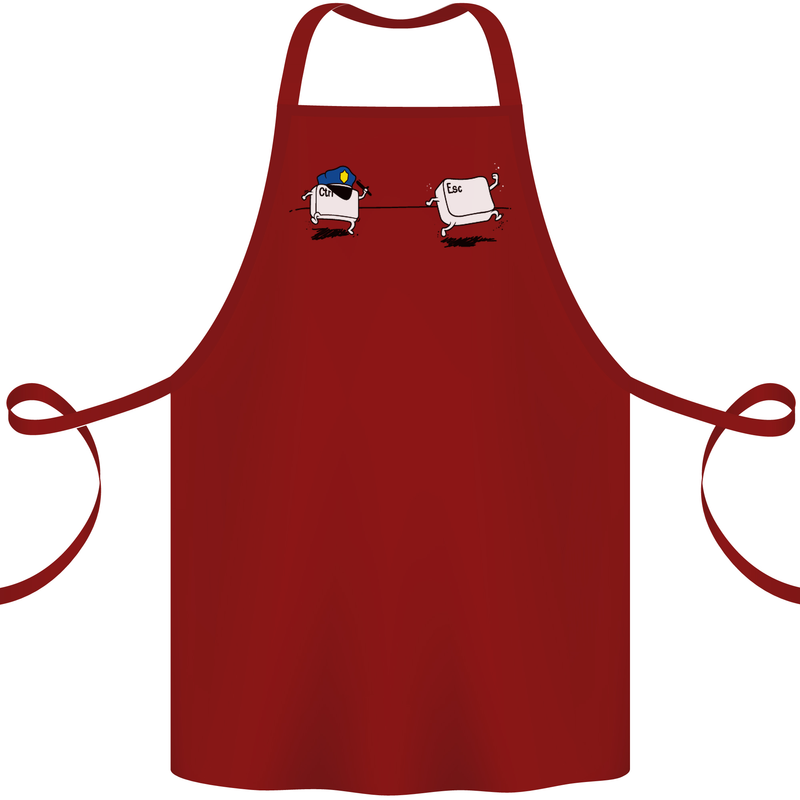 Ctrl Esc Funny Keyboard Police Gaming Gamer Cotton Apron 100% Organic Maroon
