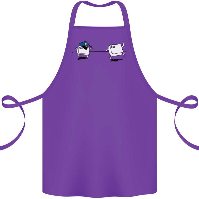 Ctrl Esc Funny Keyboard Police Gaming Gamer Cotton Apron 100% Organic Purple