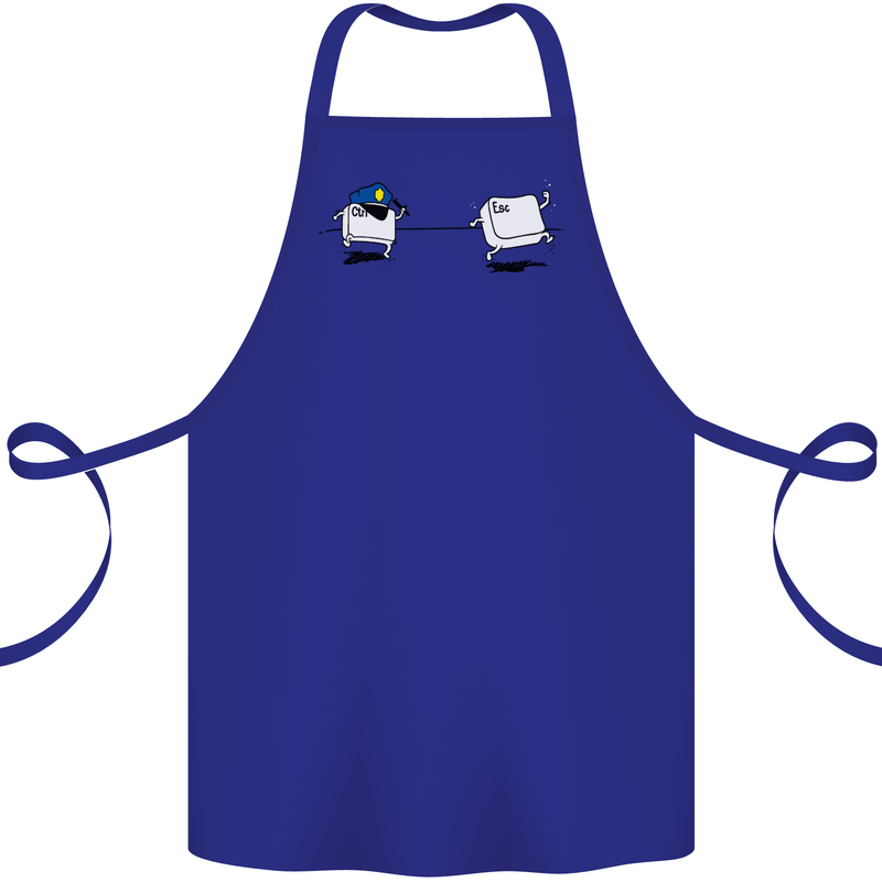 Ctrl Esc Funny Keyboard Police Gaming Gamer Cotton Apron 100% Organic Royal Blue