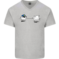 Ctrl Esc Funny Keyboard Police Gaming Gamer Mens V-Neck Cotton T-Shirt Sports Grey