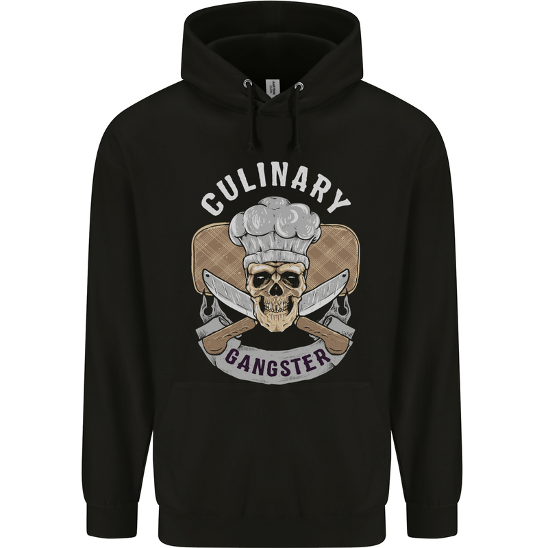 Cullinary Gangster Chef Cooking Skull BBQ Childrens Kids Hoodie Black