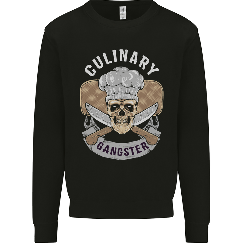 Cullinary Gangster Chef Cooking Skull BBQ Mens Sweatshirt Jumper Black
