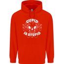 Cupid Is Stupid Funny Anti Valentines Day Childrens Kids Hoodie Bright Red