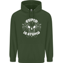 Cupid Is Stupid Funny Anti Valentines Day Childrens Kids Hoodie Forest Green