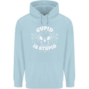 Cupid Is Stupid Funny Anti Valentines Day Childrens Kids Hoodie Light Blue