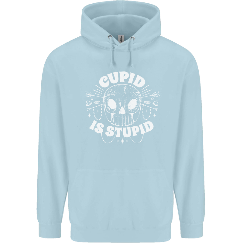 Cupid Is Stupid Funny Anti Valentines Day Childrens Kids Hoodie Light Blue