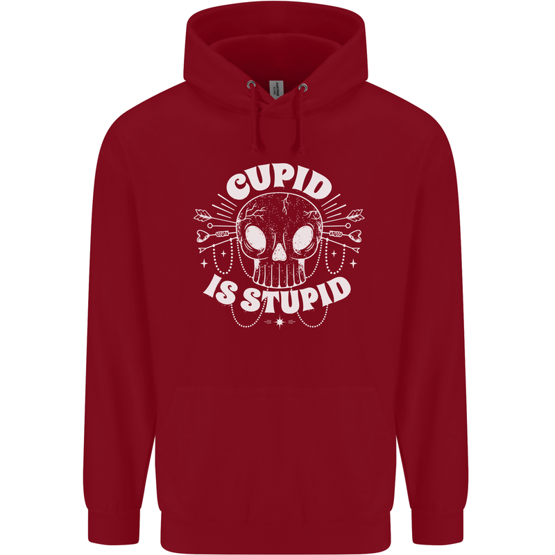 Cupid Is Stupid Funny Anti Valentines Day Childrens Kids Hoodie Red