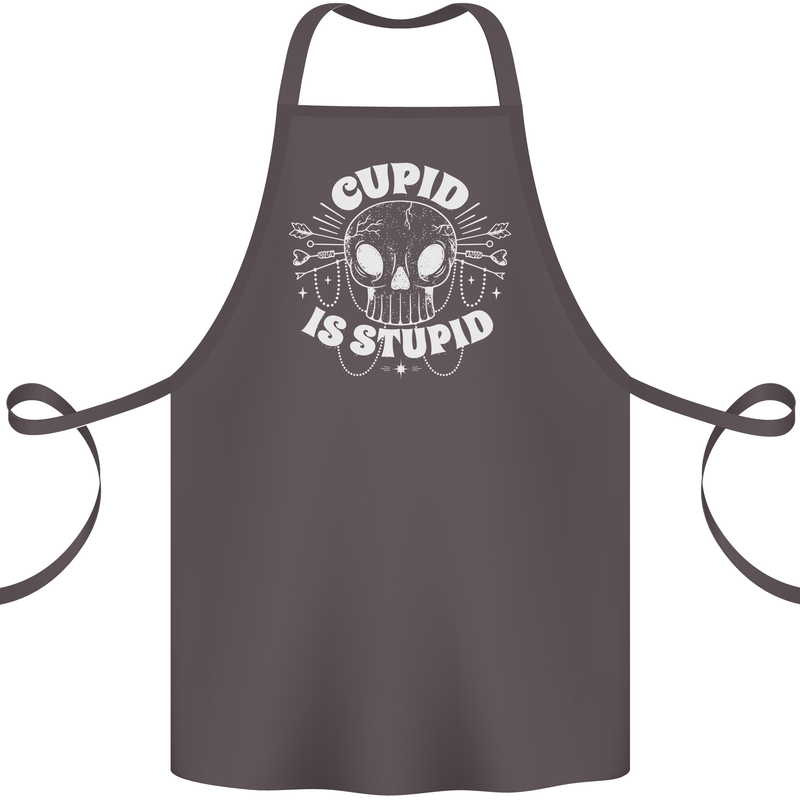 Cupid Is Stupid Funny Anti Valentines Day Cotton Apron 100% Organic Dark Grey